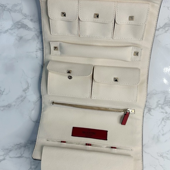 Valentino Garavani Red travel Jewelry Clutch with Silver Studs - Picture 4 of 16
